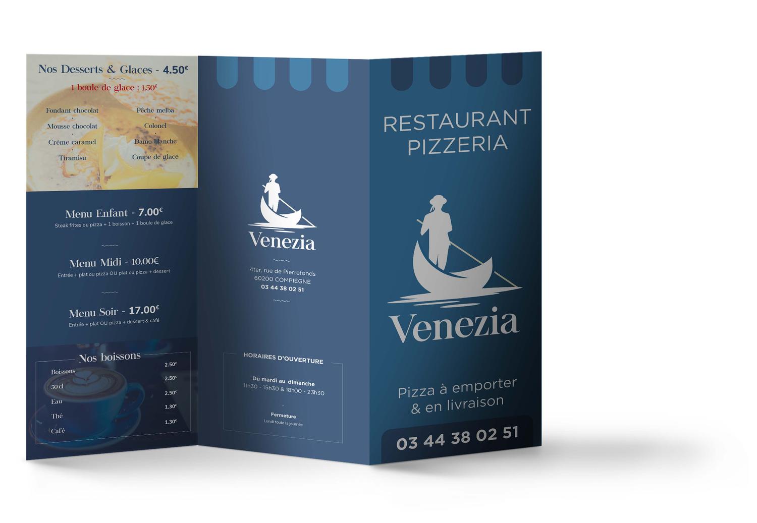 Menu dépliant trois volet print MW concept